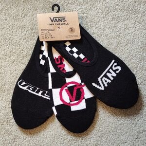 Vans Women's Black and White No-Show Socks - 3 Pack
